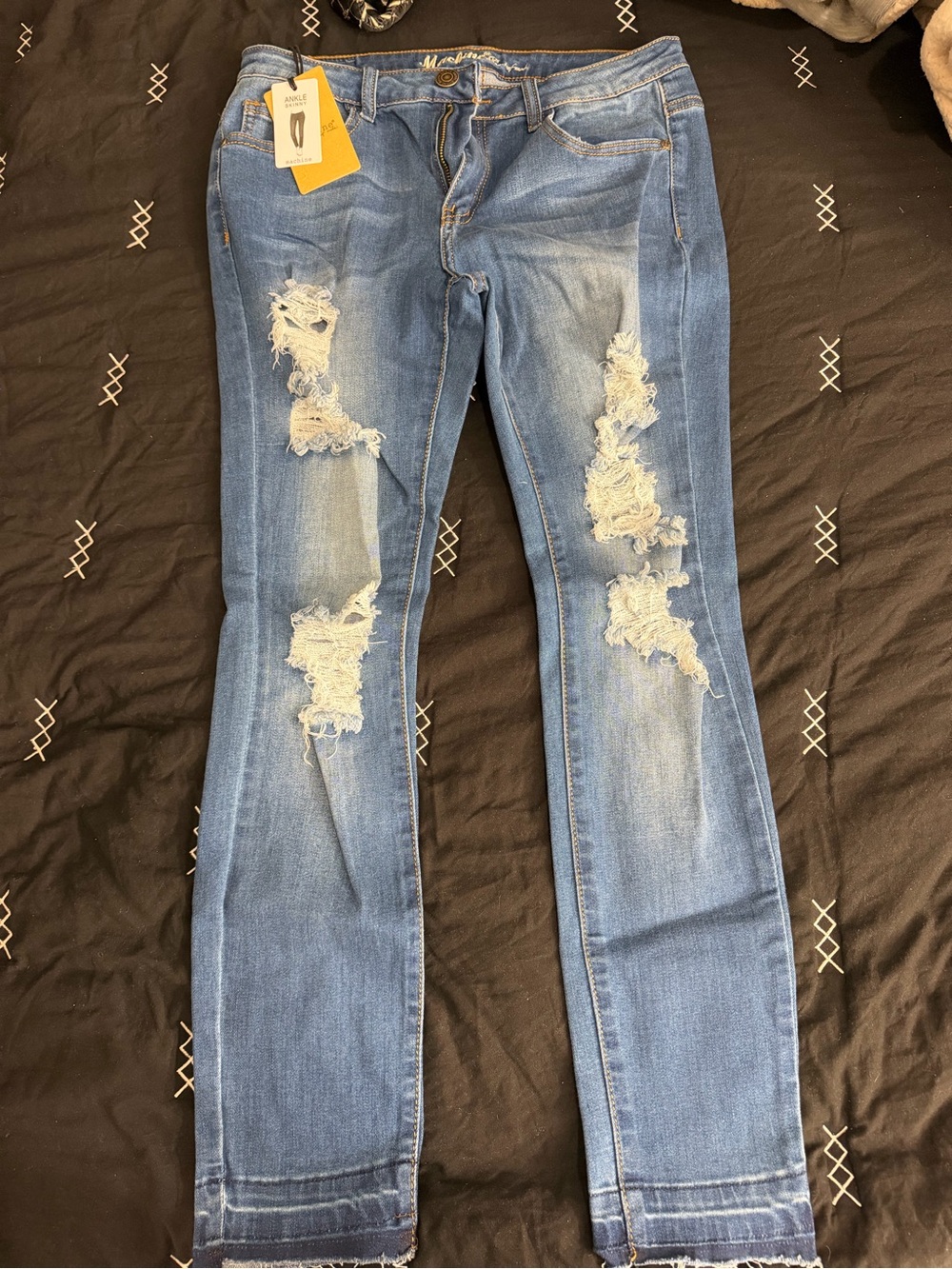 Machine Women's Skinny Ripped Jeans - Blue